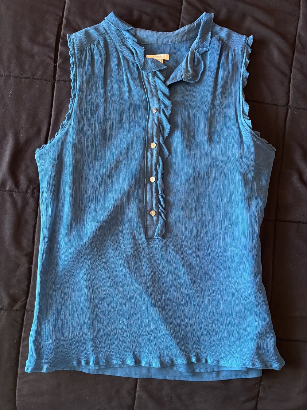 J. Crew Sleeveless Ruffle-Trim Camisole - Blue